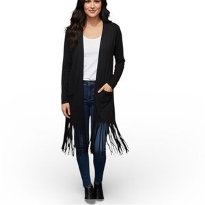 Jodifl Womens Duster Cardigan S Fringes Boho Hippie Open Knit